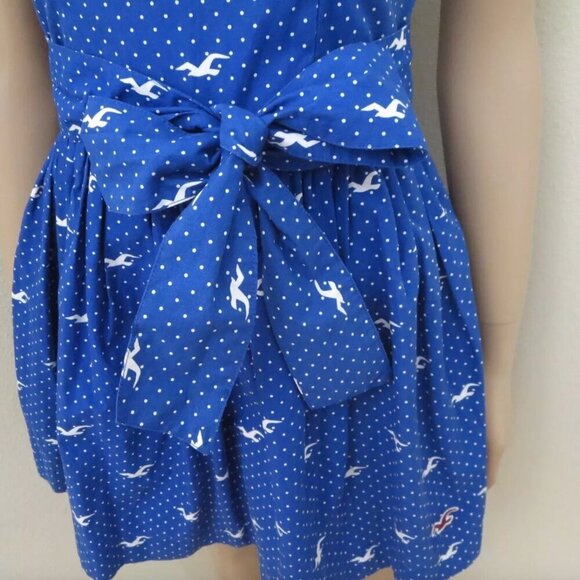 NWT Hollister Womens Polka Dot Seagull Strapless Dress Size Medium Blue Bow - Picture 5 of 7